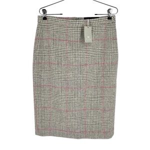 PURE Collection Pencil Skirt Womens Size 6 Ivory Gray Glen Plaid Wool by Moon